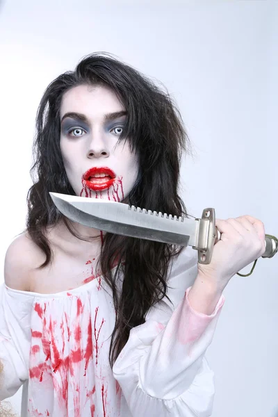 Psychotic Bleeding Woman in a Horror Themed Image — Stock Photo, Image