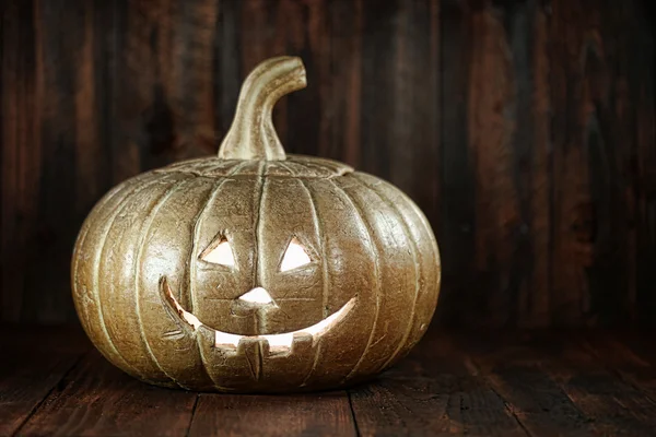 Halloween Pumpkin on Wood Grunge Rustick Background — Stock Photo, Image
