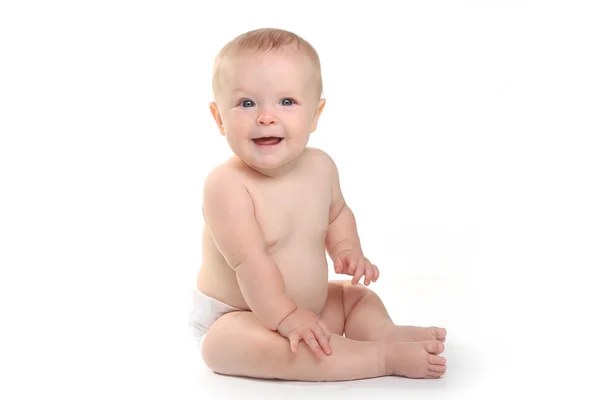 Happy Adorable Baby on a White Background Royalty Free Stock Images