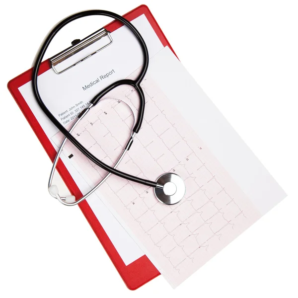 Relatório médico e cardiograma — Fotografia de Stock