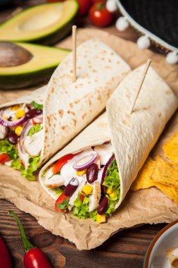 Tortilla maddeler karışımı ile