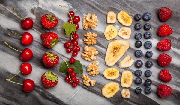 Müsli ingredience ploché rozložení — Stock fotografie