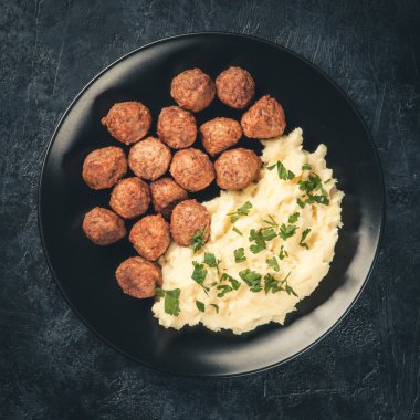 Meatballs and mashed potatoes clipart