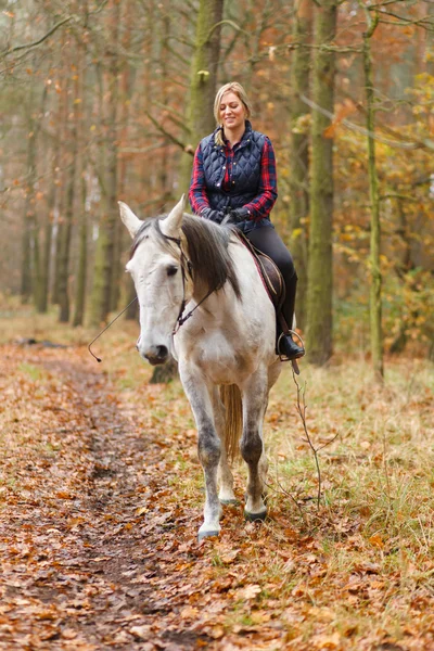Молодая женщина верхом на лошади — стоковое фото