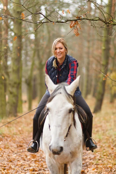 Mujer joven montando un caballo —  Fotos de Stock