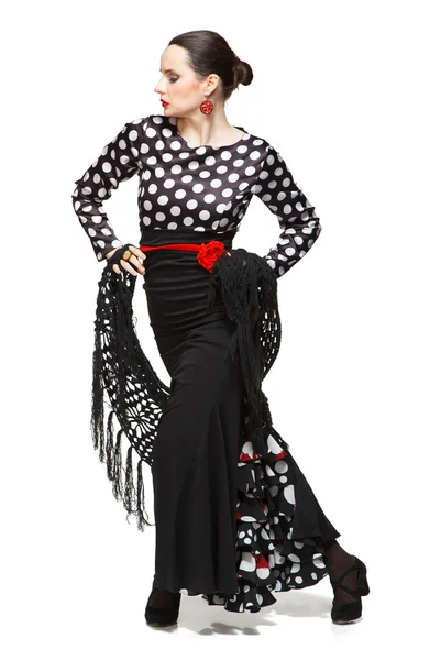 Danseuse de flamenco isolée sur fond blanc — Photo