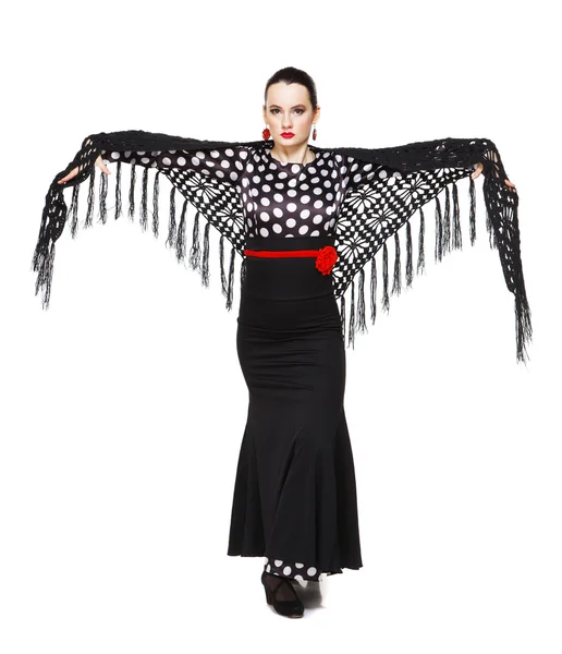 Flamenco-Tänzerin isoliert auf weißem Hintergrund — Stockfoto