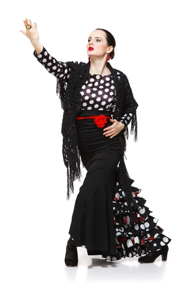 Flamenco-Tänzerin isoliert auf weißem Hintergrund — Stockfoto