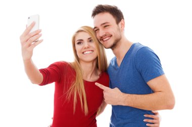 Genç çift bir selfie yapma