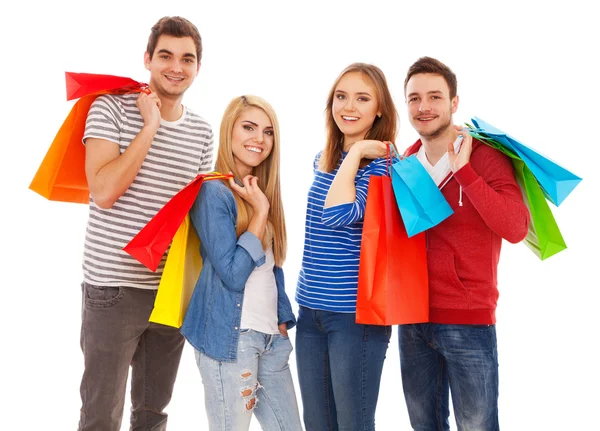 Groep jonge mensen winkelen — Stockfoto