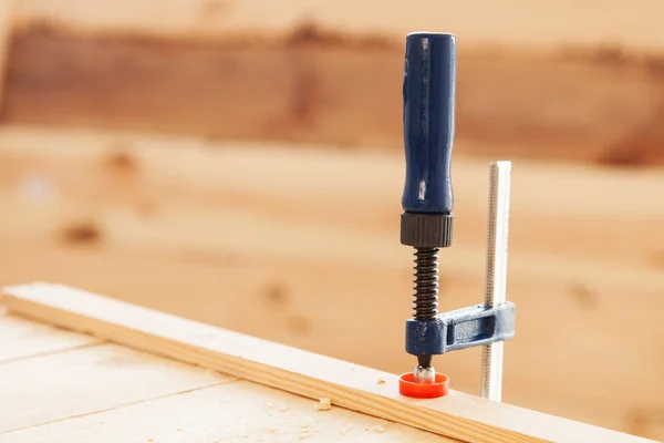 Woodworking tools on a carpenters table — Stock Photo, Image