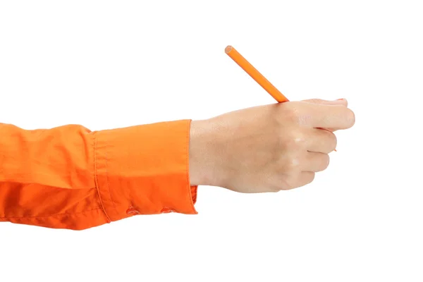 Mão feminina segurando um lápis — Fotografia de Stock