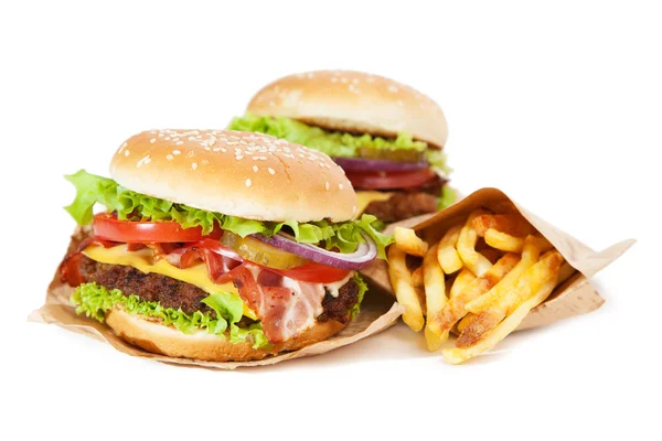 Heerlijk hamburger en friet — Stockfoto