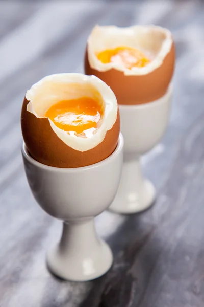 Boiled eggs on marble background — Stock Photo, Image