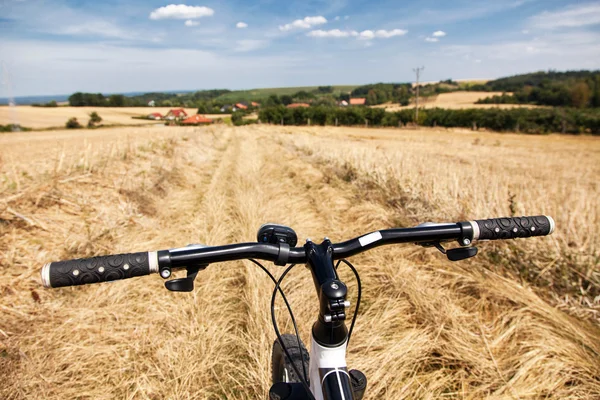 Montar en bicicleta en los campos —  Fotos de Stock