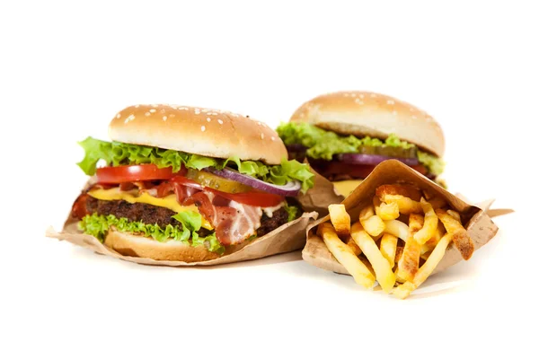 Heerlijk hamburger en friet — Stockfoto