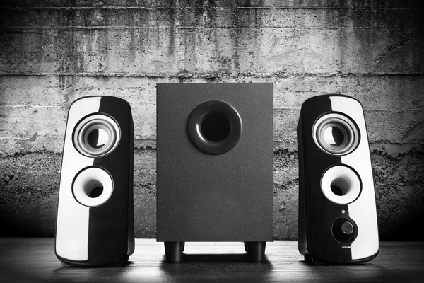 Modern black sound speakers — Stock Photo, Image