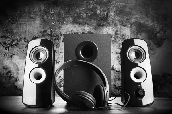 Modern black sound speakers — Stock Photo, Image