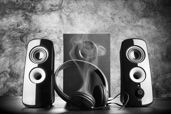 Modern black sound speakers — Stock Photo, Image