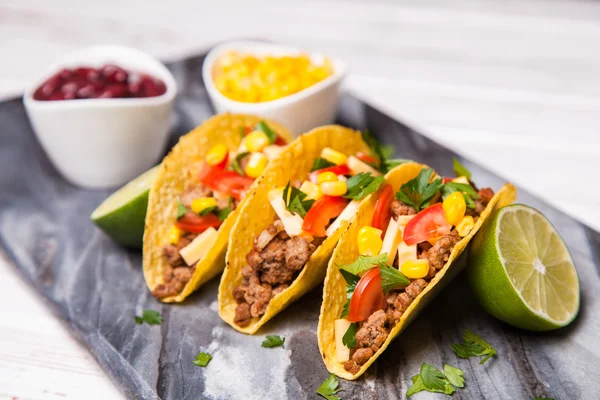 Delicious tacos with beef — Stock Photo, Image