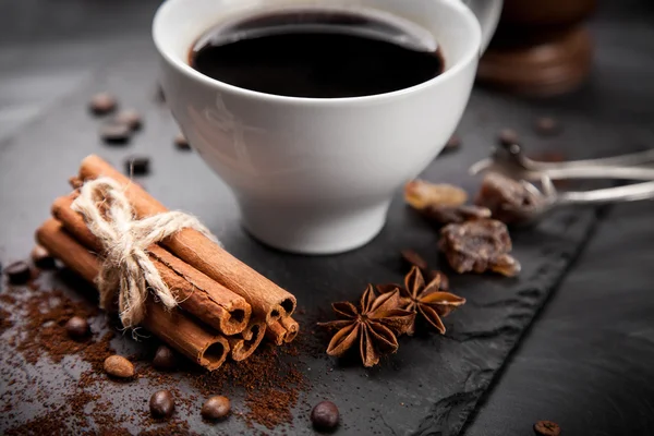 Cup of coffee on stone board — Stock Photo, Image