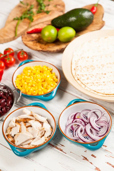 Tortilla with a mix of ingredients — Stock Photo, Image