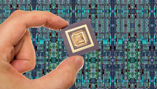 Microprocessore in mano — Foto Stock
