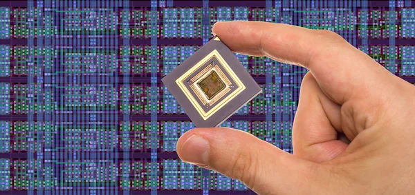 Microprocesador en mano —  Fotos de Stock