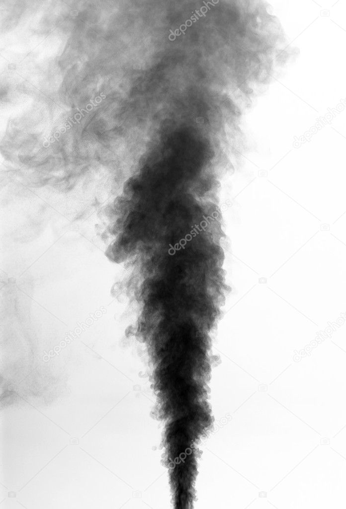 Black smoke on white background