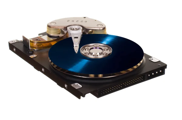 Disque dur avec disque vinyle bleu au lieu de plaque magnétique — Photo