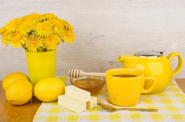 Lemon tea, fruit candy and honey
