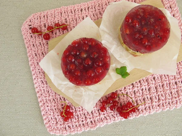 Pastel de grosella roja con migas de galletas corteza sin hornear — Foto de Stock