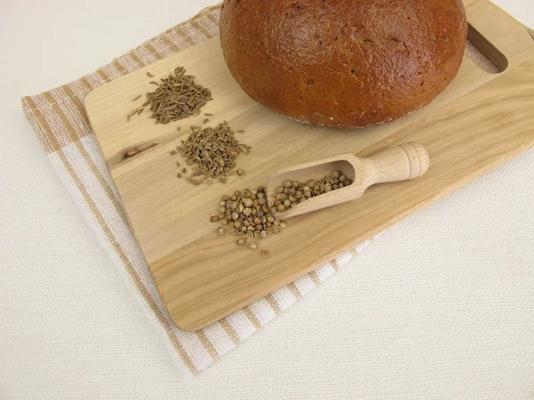 Çavdar ekmeği Kimyon tohumu, kişniş ve anason ile — Stok fotoğraf