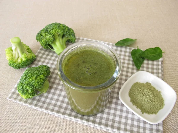 Groene Smoothie Met Broccoli — Stockfoto