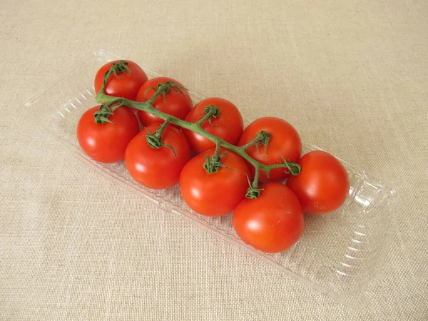Tomates Pacote Plástico Bandeja Plástico — Fotografia de Stock