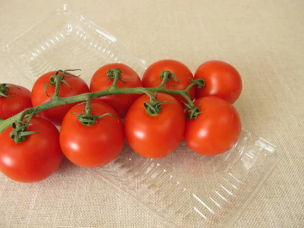 Tomates Pacote Plástico Bandeja Plástico — Fotografia de Stock