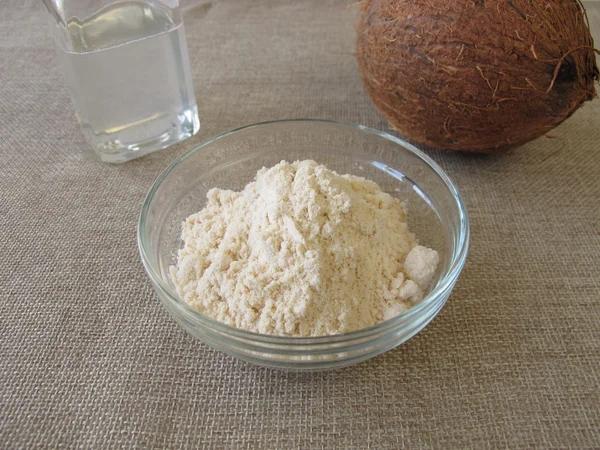 Kokos mjöl och kokosolja — Stockfoto