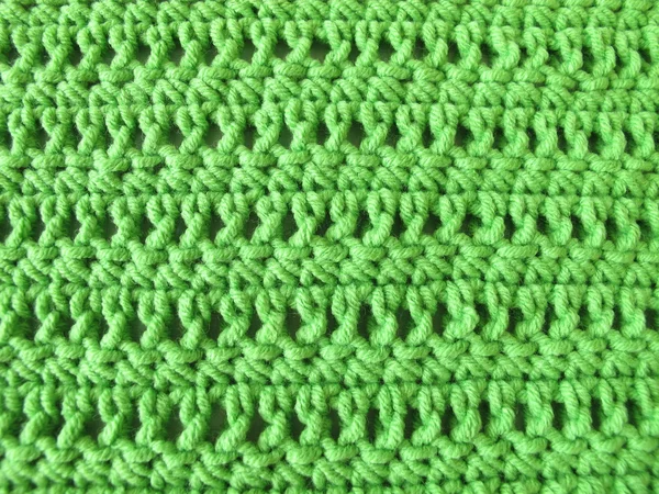 Haak patroon van enkele en dubbele haak stitch in limegreen — Stockfoto