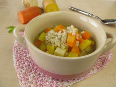 Vegetable soup with pearl barley clipart