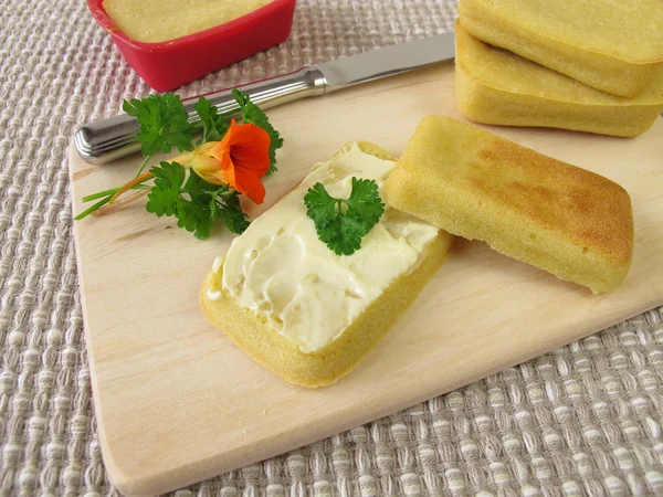 Mini-breads from maize flour with butter — Stock Photo, Image