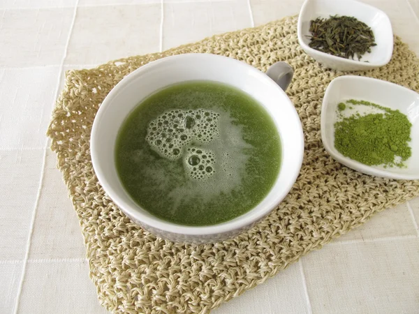 Chá verde Sencha com matcha — Fotografia de Stock