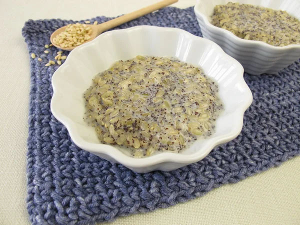 Pudim de arroz de leite Mochi com sementes de papoila — Fotografia de Stock