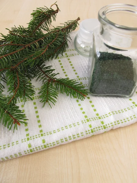 Spruce needles bath salt — Stock Photo, Image