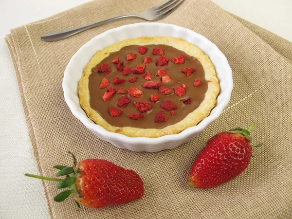 Nougat tartlet with strawberries — Stock Photo, Image