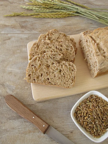 Slices of green spelt bread — Stock Photo, Image