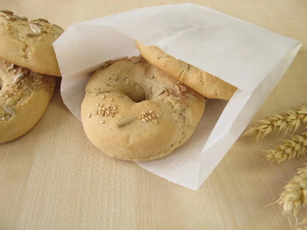 Bagels in paper bag — Stock Photo, Image