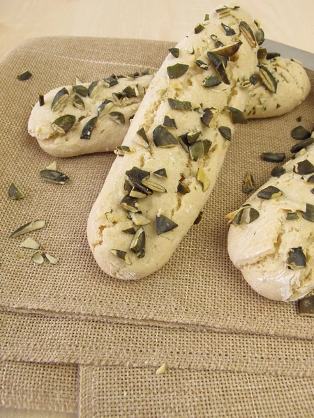 Breadsticks with pumpkin seed — Stock Photo, Image