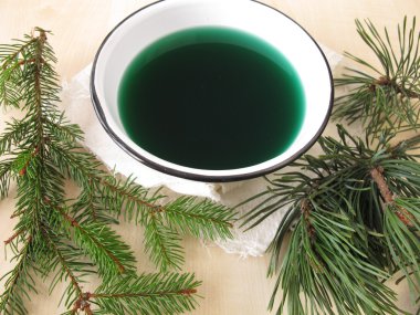 Bath essence with spruce and pine needles