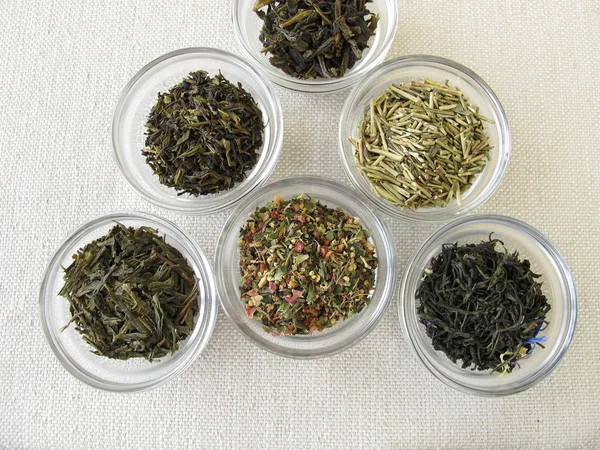 Variedades de chá verde — Fotografia de Stock