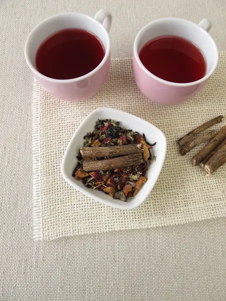 Fruit tea with licorice root — Stock Photo, Image